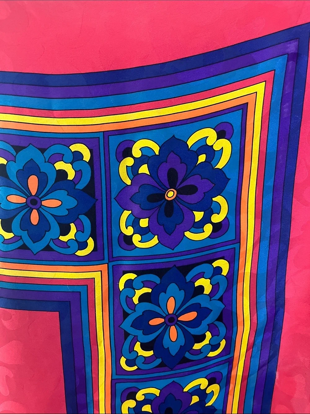 Rare- Dior Vintage geo print Large silk  Scarf mixed media stripe border